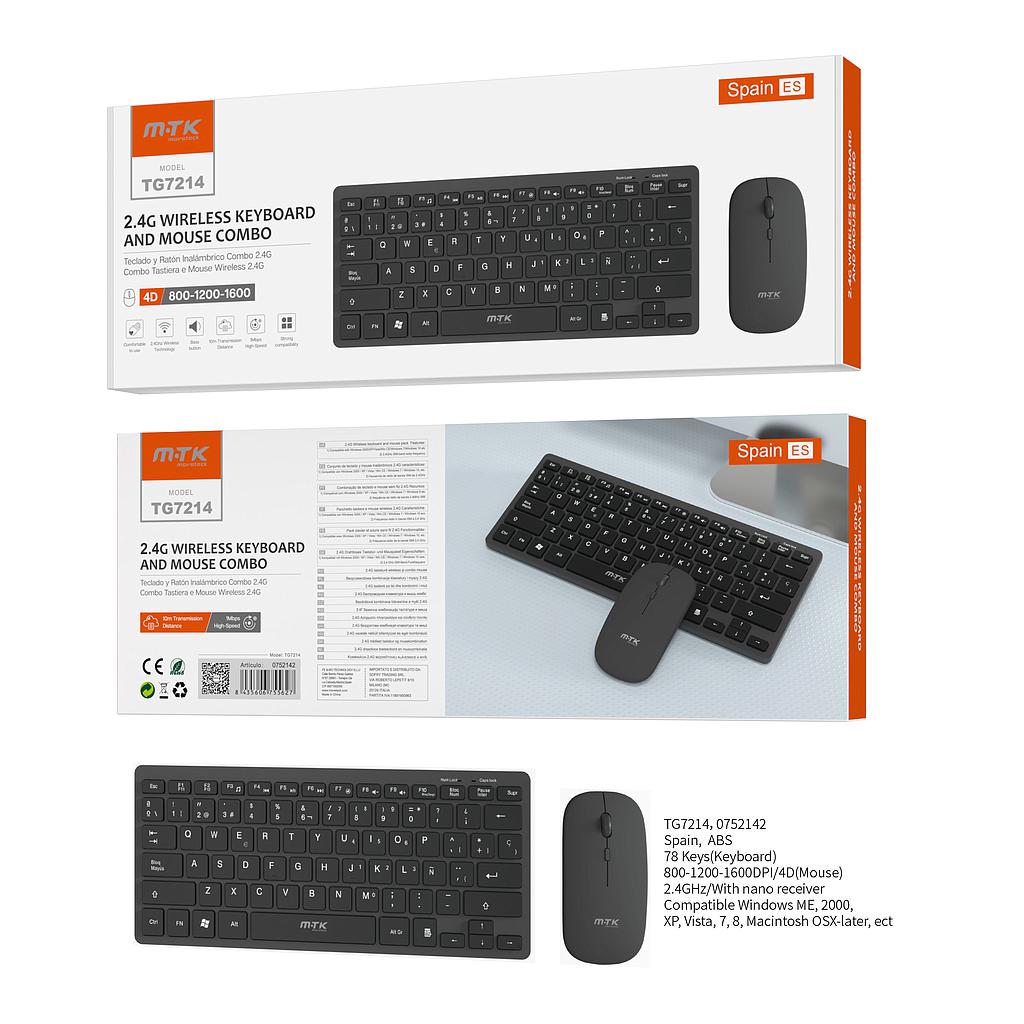 Conjunto de Teclado y Raton Inalambrico TG7214 