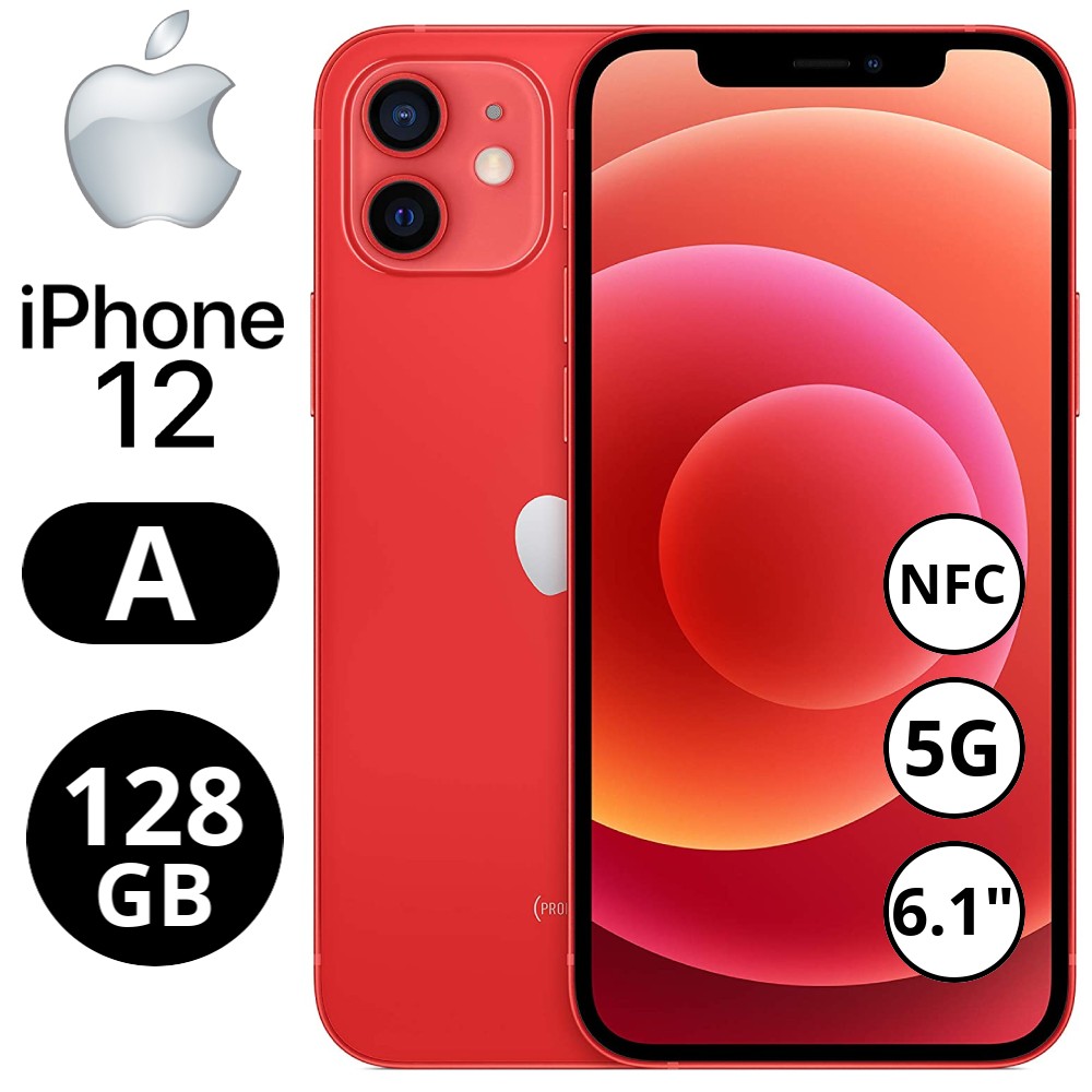 REBU - Telefono movil libre Seminuevo iPhone 12 128GB Red (Rojo) - Grado A (MUY BUENO)