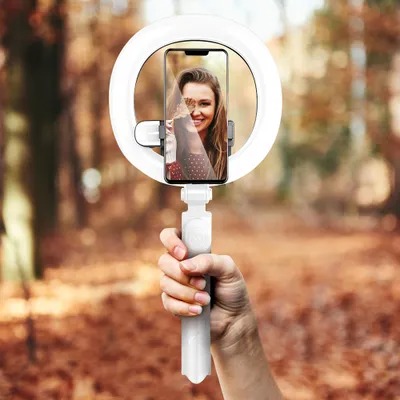 Palo Selfie con mando bluetooth, trípode y anillo luz SSTR-18