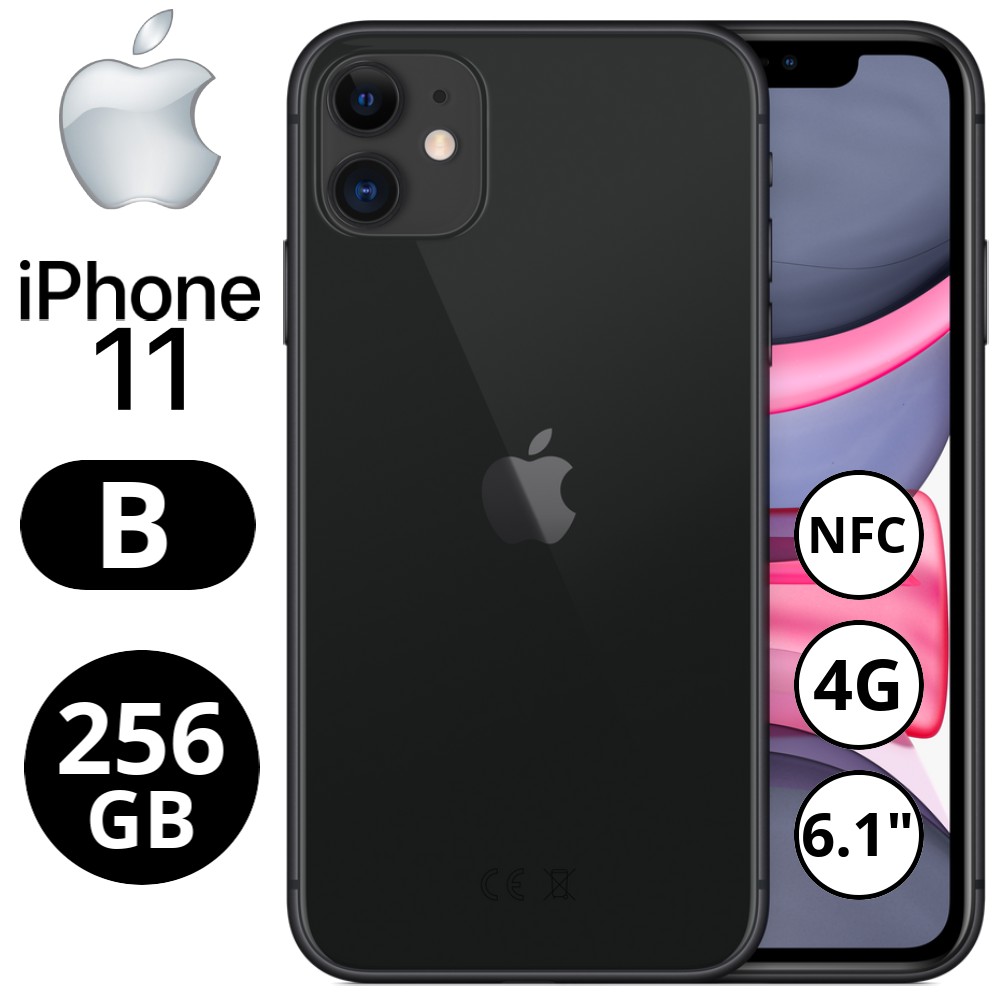 REBU - Telefono movil libre Seminuevo iPhone 11 256GB Black (Negro) - Grado B (BUEN ESTADO)