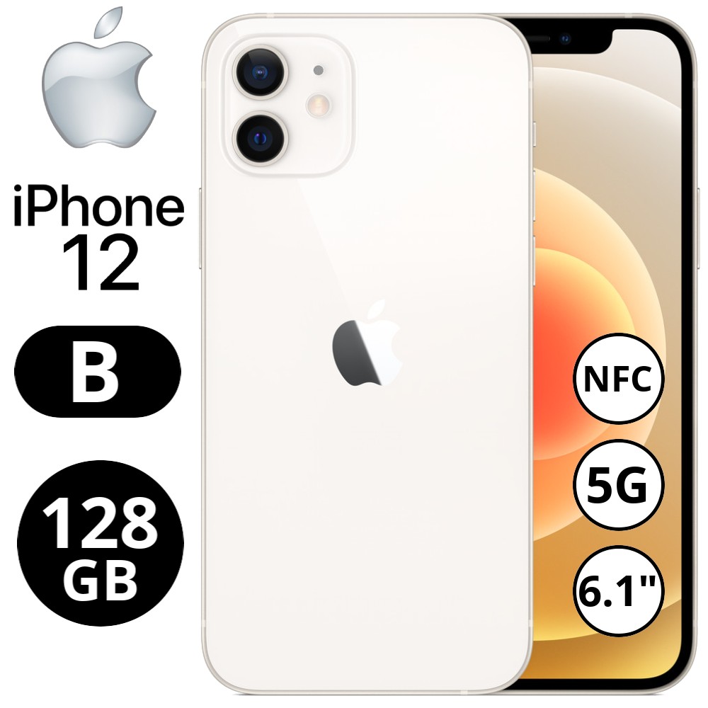 REBU - Telefono movil libre Seminuevo iPhone 12 128GB White (Blanco) - Grado B (BUEN ESTADO)