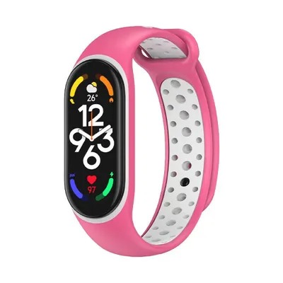 Correa goma para pulsera Xiaomi Mi Band 5 / 6 / 7 Rosa y Blanca