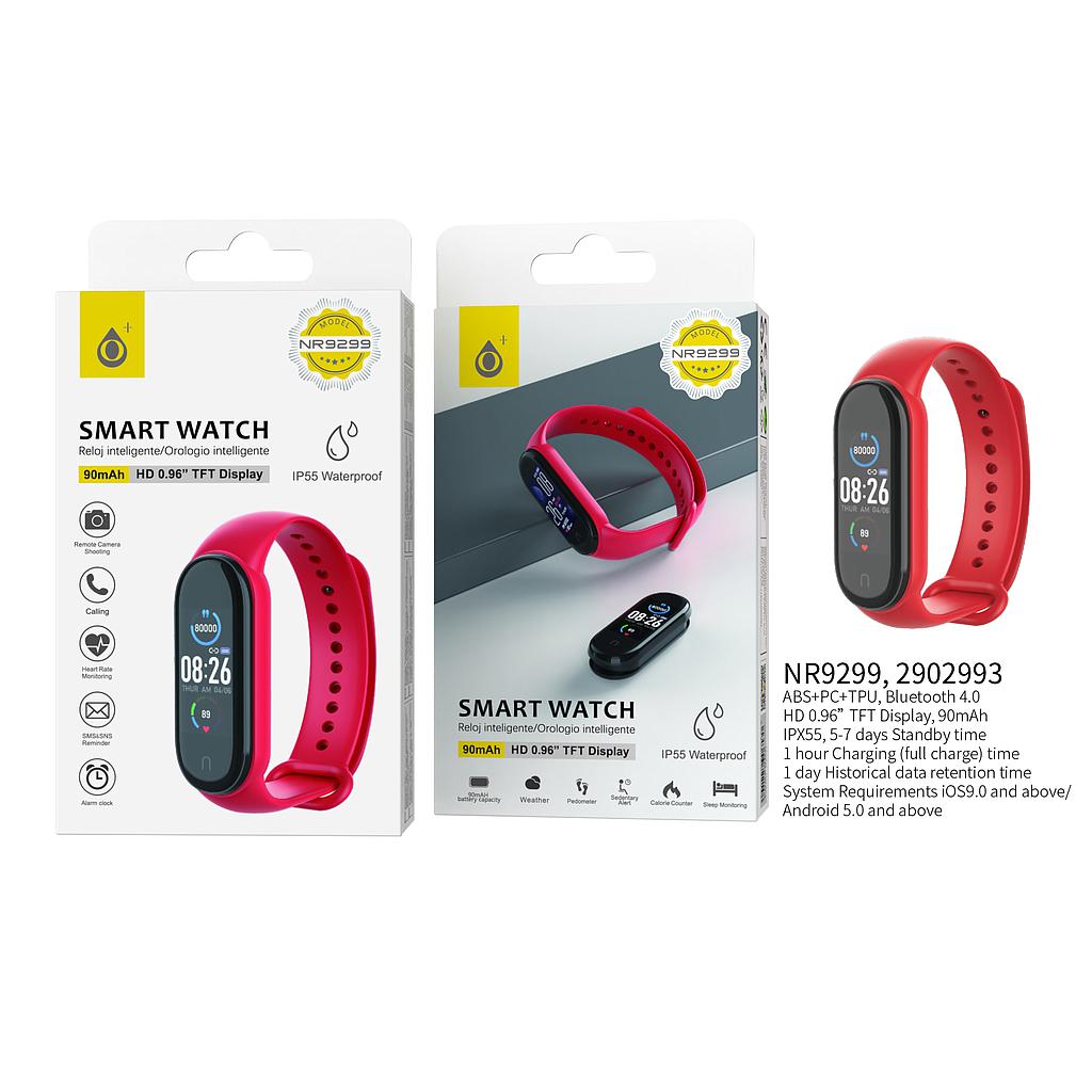 Pulsera de actividad Smartband bateria 90mA Androi IOS Roja NR9299