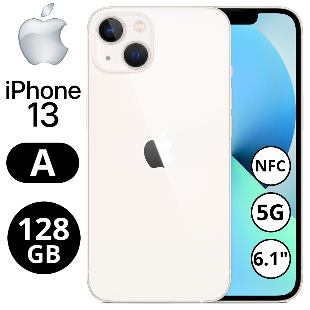 REBU - Telefono movil libre Seminuevo iPhone 13 128GB Starlight (PLATA) - Grado A (MUY BUENO)