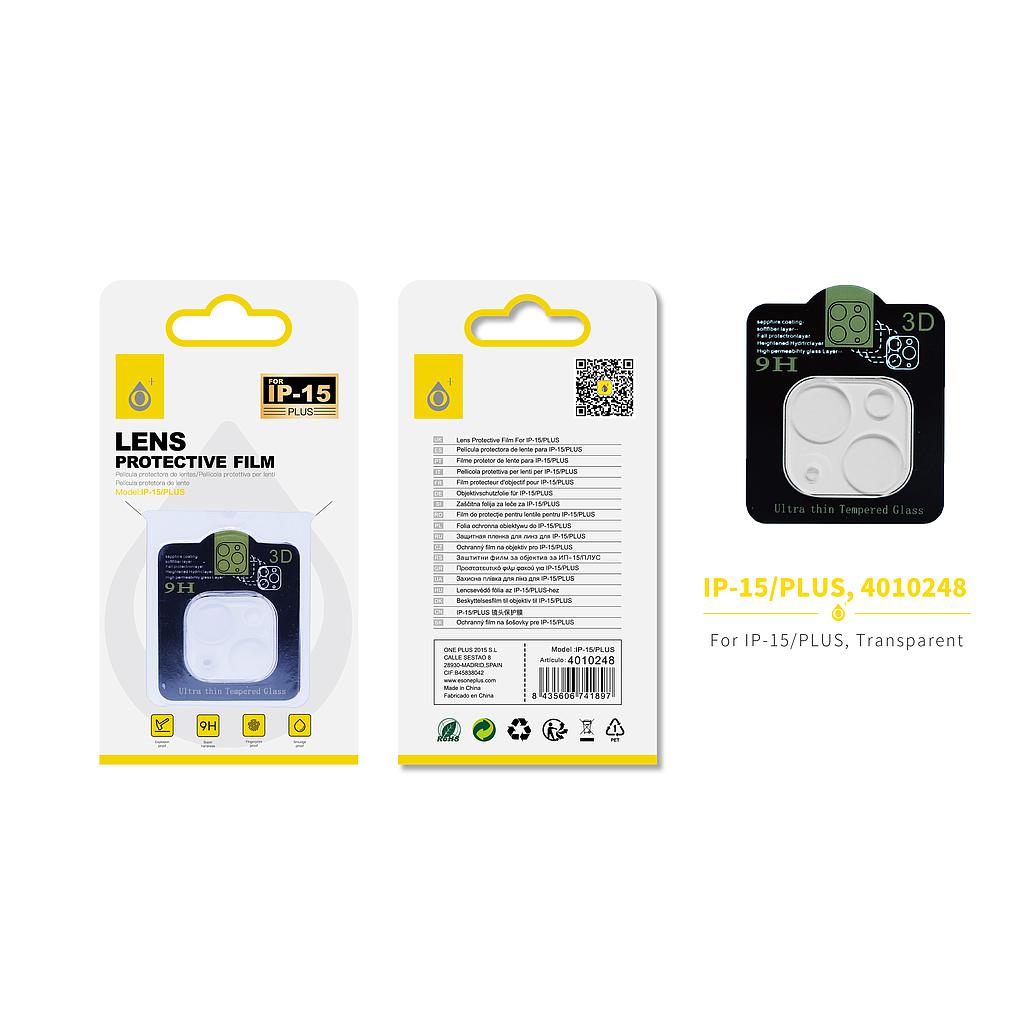 Protector iPhone 15 / 15 Plus de camara trasera cristal transparente