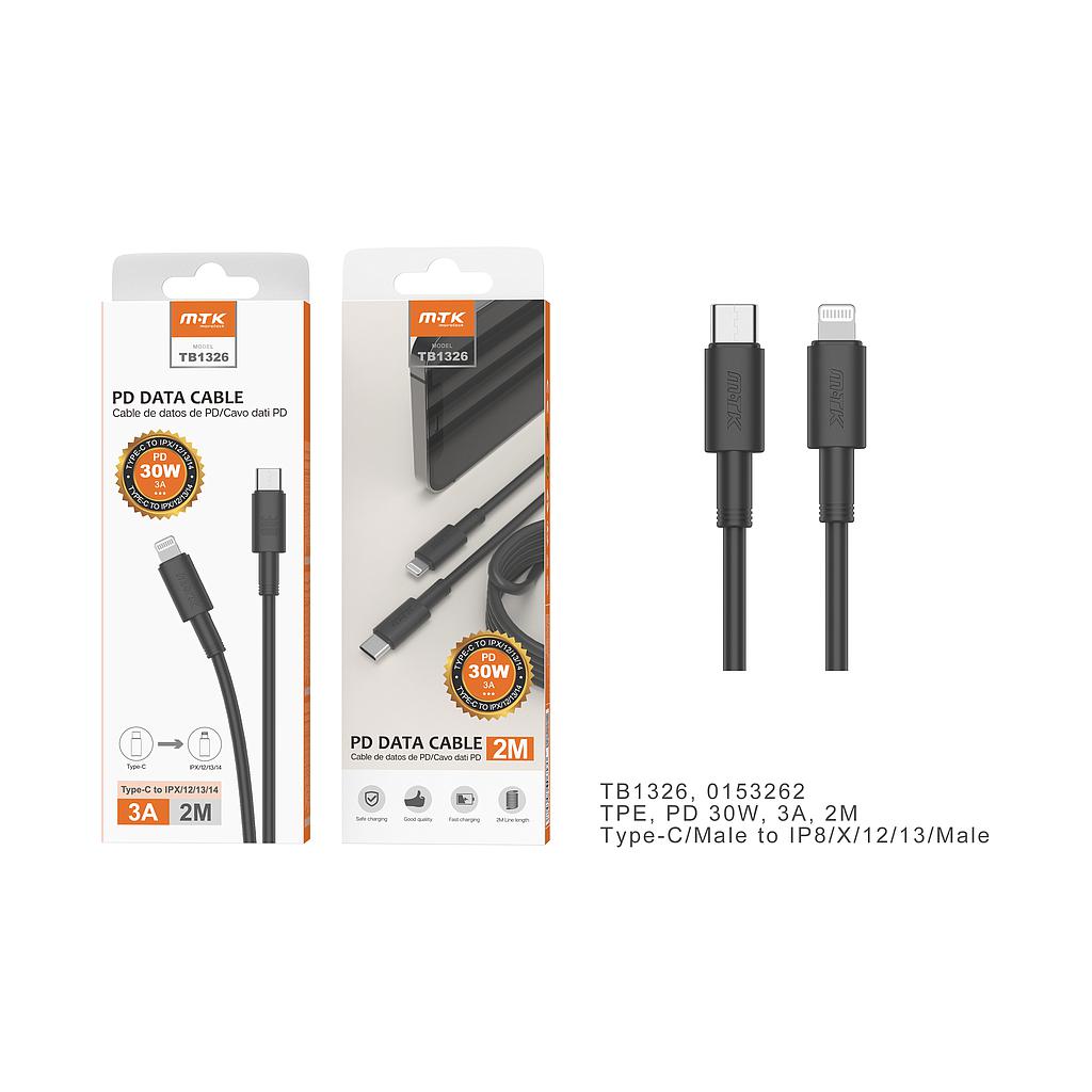 Cable carga datos Swift Tipo C a Lightning iPhone Carga Rapida PD 30W/3A 2M TB1326