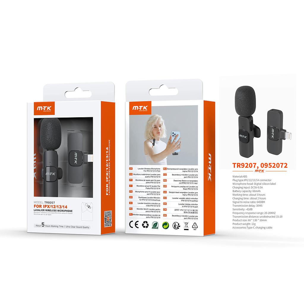 Mini Microfono Lightning iPhone inalambrico Bluetooth con Clip TR9207
