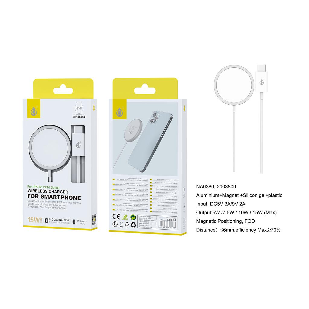 Cargador Inalambrico Magnetico 15W Negro NA0380 