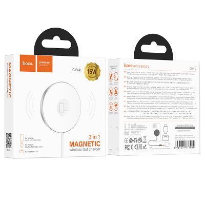 Cargador Inalambrico Magnetico 3 en 1 compatible con MagSafe 15W HOCO CW41