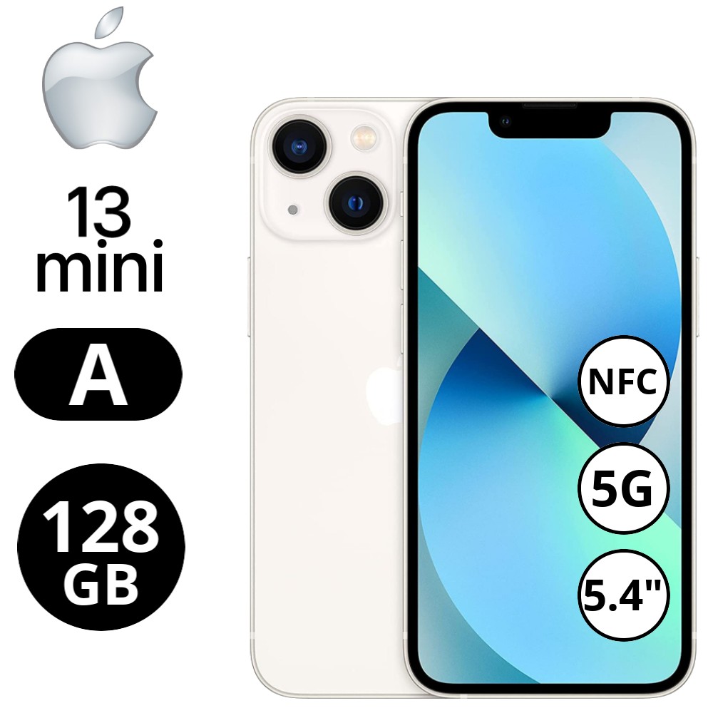 REBU - Telefono movil libre Seminuevo iPhone 13 Mini 128GB Starlight (Blanco) - Grado A (MUY BUENO)