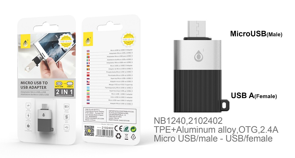 Adaptador OTG a MicroUSB NB1240 Negro