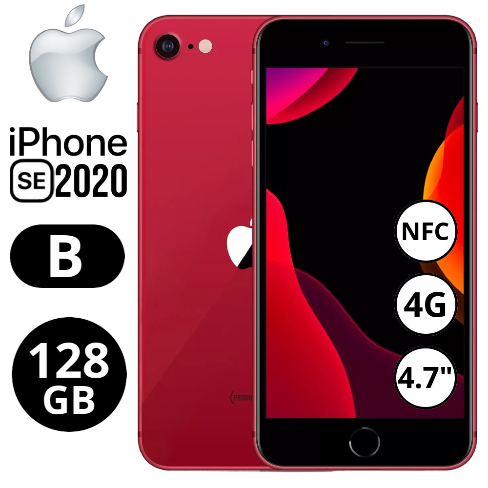 REBU - Telefono movil libre Seminuevo iPhone SE 2020 128 GB RED (Rojo) - Grado B (BUEN ESTADO)