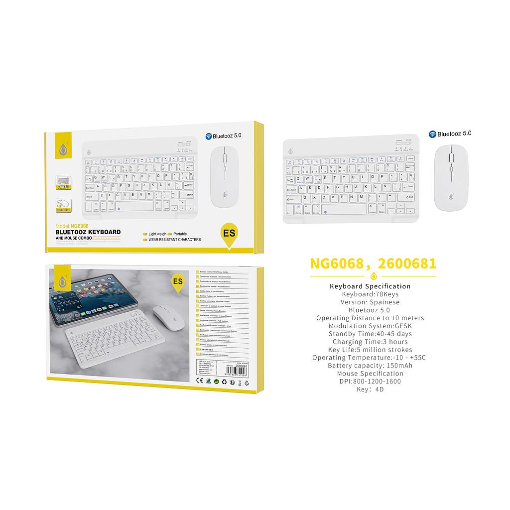 Conjunto Teclado y Raton Bluetooth 5.0 Inambrico Español NG6068 