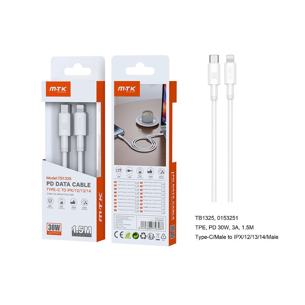 Cable de Datos Swift  Tipo C a Lightning Carga Rapida PD 30W/3A Cable 1.5M