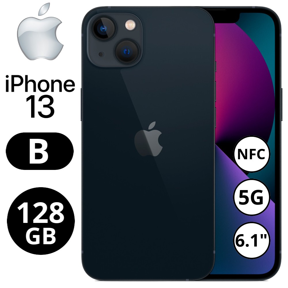 REBU - Telefono movil libre Seminuevo iPhone 13 128GB Midnight (Negro) - Grado B (BUEN ESTADO)