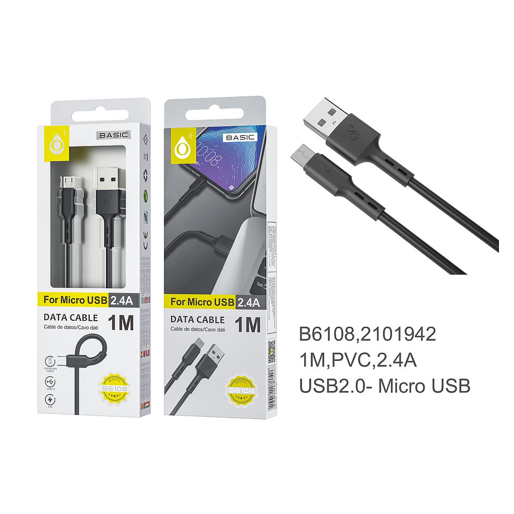 Cable de carga y datos micro usb 1 metro 2.4A B6108 