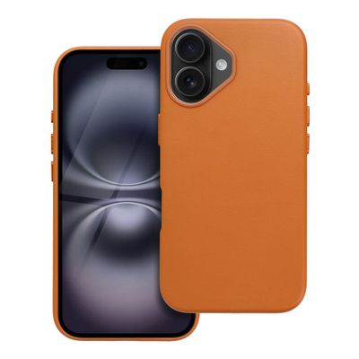 Funda Apple iPhone 16 LEATHER MAG COVER Naranja
