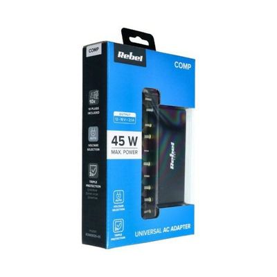 Cargador para Notebook / Laptop - 10 tomas 45W 12-19.5V/ automatico (KOM912-45) REBEL 
