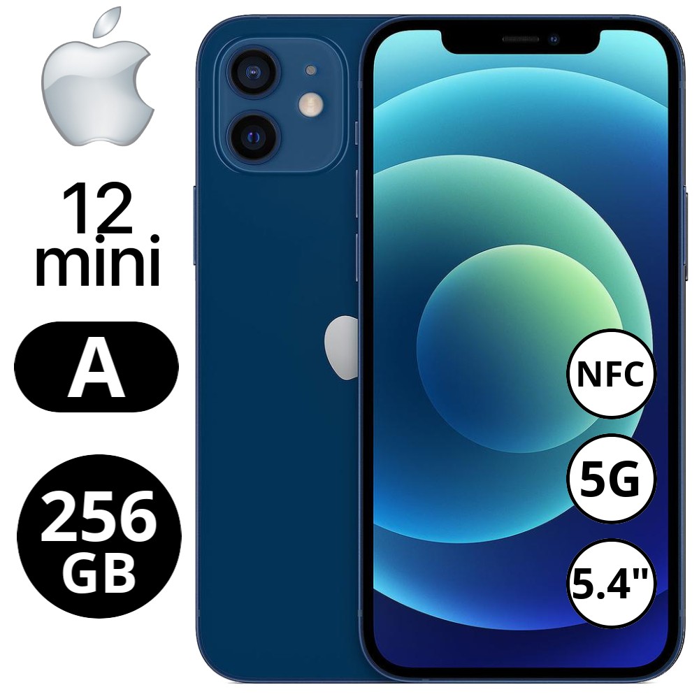 REBU - Telefono movil libre Seminuevo iPhone 12 Mini 256GB Blue (Azul) - Grado A (MUY BUENO)