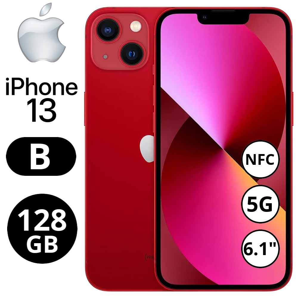 REBU - Telefono movil libre Seminuevo iPhone 13 128GB Red (Rojo) - Grado B (BUEN ESTADO)