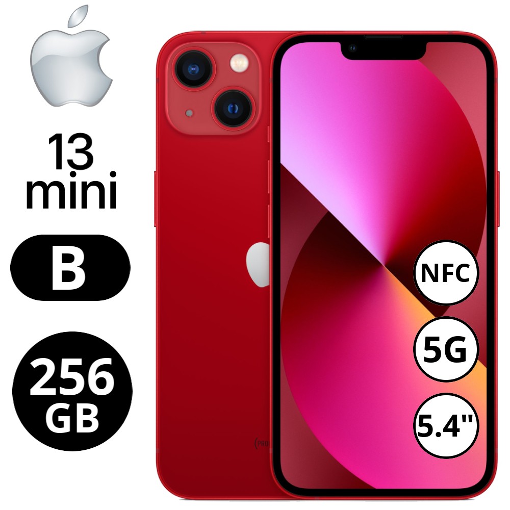 REBU - Telefono movil libre Seminuevo iPhone 13 Mini 256GB Red (Rojo) - Grado B (BUEN ESTADO)