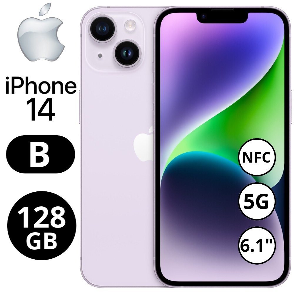 REBU - Telefono movil libre Seminuevo iPhone 14 128GB Purple (MORADO) - Grado B (BUEN ESTADO)