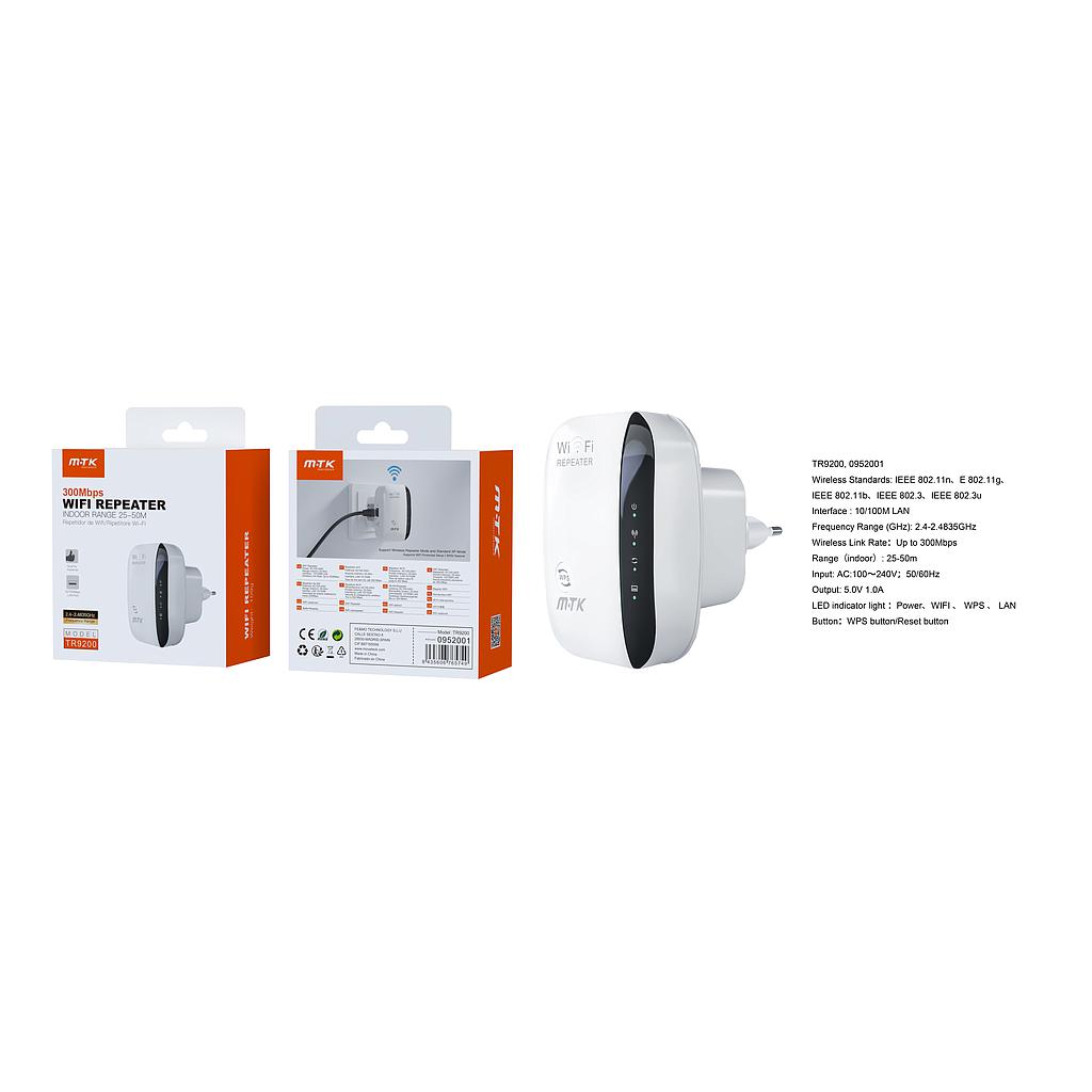 Repetidor Wifi Inalambrico 2.4GHz Velocidad 300Mbps Blanco TR9200 