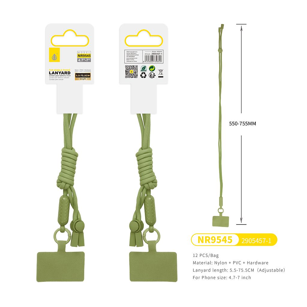Correa de Nylon Ajustable 5.5-75CM para Movil 4.7-7' Verde Militar NR9545