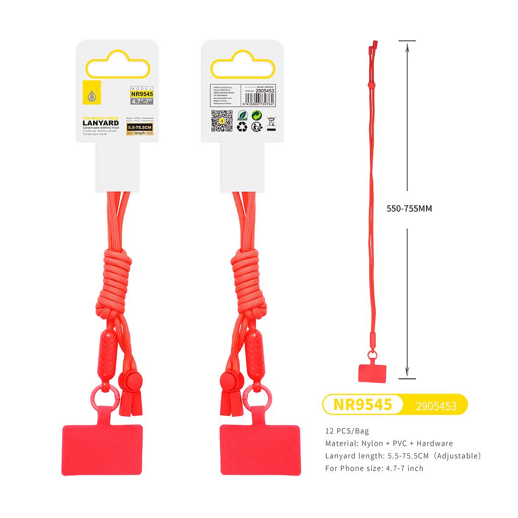Correa de Nylon Ajustable 5.5-75CM para Movil 4.7-7' Rojo NR9545
