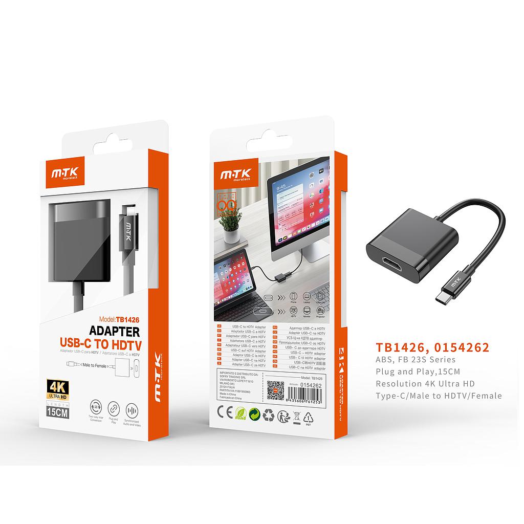 Adaptador Tipo-C (Macho) a HDMI (Hembra) 4K 15CM TB1426