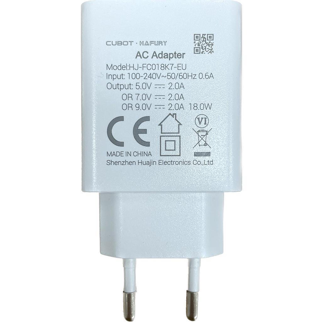 Cargador ORIGINAL CUBOT - USB 5.0V 3A 18W - Adaptador de Pared Universal Blanco