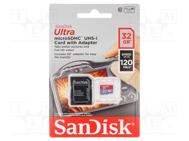 Memoria Sandisk Ultra TARJETA micro SD 32GB CLASE 10 100MB/S 