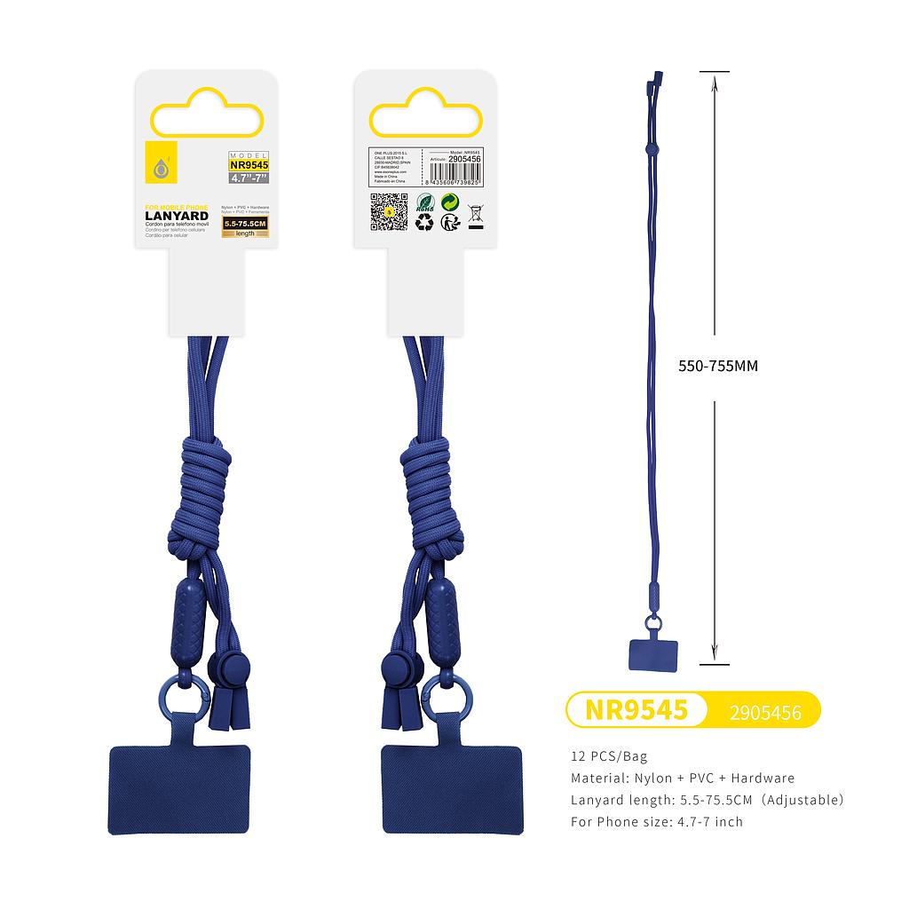 Correa de Nylon Ajustable 5.5-75CM para Movil 4.7-7' Azul OScuro NR9511