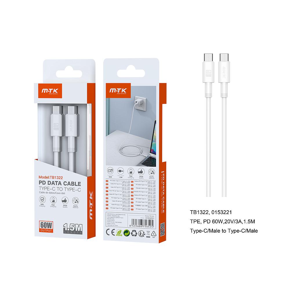 Cable carga datos Swift Tipo C a Tipo C Carga Rapida PD 60W/20V/3A 3M TB1322