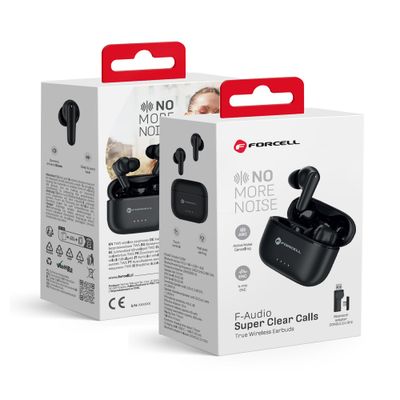 Auriculares Bluetooth TWS FORCELL Super Clear TWS ANC + ENC + DONGLE negro
