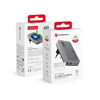 Cargador de red Forcell F-Energy Ultra Slim GaN III 2 x USB C + USB A QC4.0 PD 4A 65W VT-47